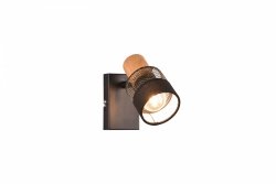 Nowoczesny kinkiet lampa ścienna czarna regulowana tuba klasyczna minimalistyczna metalowa ażurowa drewniany dekor ściemnialna NANDINI 811700132 Trio