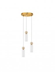 Nowoczesna złota lampa wisząca potrójna podłużny szklany klosz ozdobna kula minimalistyczny designerski możliwość ściemniania CORVIZO LE45274 Luces Exclusivas