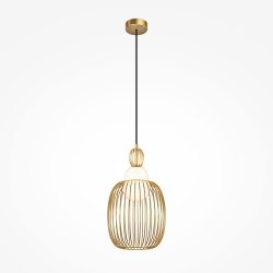 Nowoczesna designerska lampa wisząca podłużna metalowa mosiądz Levitation MAYTONI MOD376PL-01G1