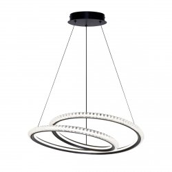 Lampa wisząca zakręcony okrąg z kryształkami LED czarny dekoracyjny w nowoczesnym stylu Kortia PND-64873-BK Italux