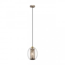 Mała lampa wisząca Asher II - 1 źródło światła industrialna szkło i stal antyczny pewter KL-ASHER-MP-AP Kichler
