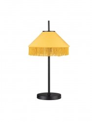 Lampka stołowa nocna żółta tkaninowa abażurowa z frędzlami retro dekoracyjna Luces Exclusivas