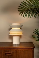 Dekoracyjna lampka stołowa kremowa geometryczna forma designerska rustykalna na komodę YINDRA 65503/01/38 LUCIDE