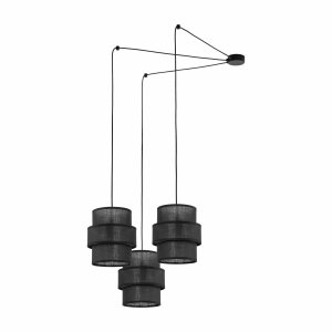 Dekoracyjna lampa wisząca w stylu boho czarne abażury rystykalna industrialna potrójna nad stół do salonu jadalni sypialni CALISTO 3 BLACK 5976 TK-Lighting