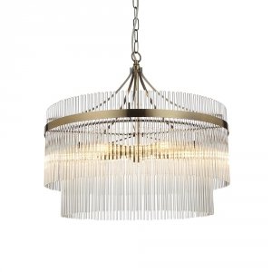 Szklana lampa wisząca glamour mosiężna okrągła designerska nowoczesna ponadczasowa Marietta 99166 ENDON