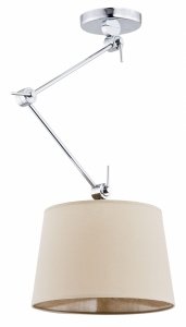 Lampa wisząca nowoczesna elegancka regulowana chromowany stelaż beżowy tkaninowy abażur ZAKYNTOS 3549 Argon