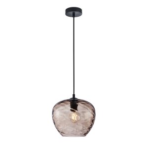 Lampa wisząca Italux Bresco PND-3033-1-BK-CF Czarna Brązowe szkło Koniakowe 1xE27