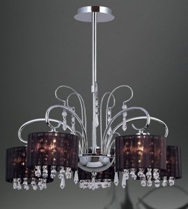 ITALUX SPAN MDM1583/5 BK CZARNY ŻYRANDOL Z ABAŻURAMI CHROM GLAMOUR 