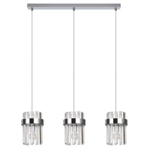 Srebrna lampa wisząca Vetro Light Prestige LP-2910/3L CH nad stół jadalniana glamour