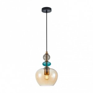 Designerska Lampa Wisząca Szklana Bursztynowy Klosz BUSCO PND-30263-1A-BRO-AMB ITALUX