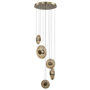 Designerska lampa wisząca Azzardo Andora Pedant 5 Amber AZ6886 3-STEP DIMM Bursztynowa