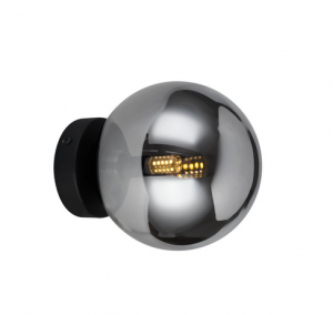 Czarny molekularny kinkiet ścienny szklana kula w kolorze dymiony chrom 12cm BUBBLES WALL SMOKY AZ5881 + AZ5956 Azzardo