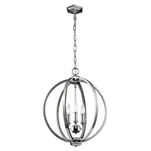 Nowoczesna Kulista lampa wisząca Corinne FE-CORINNE-3P-M Polerowany nikiel z kryształkami, do salonu, nad stół