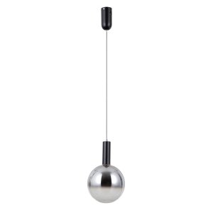 Czarna lampa wisząca kula czarna przyciemniona szara szklana Strela Italux PND-34378-1M-BK