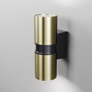 Nowoczesny kinkiet elewacyjny zewnętrzny elegancki aluminium mosiądz czarny dekor podświetlający ścianę góra-dół Bowery MAYTONI O582WL-02BS