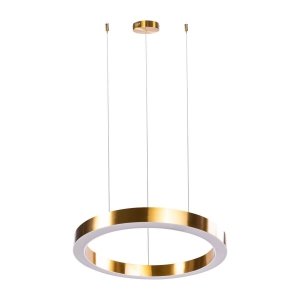Mosiężna lampa wisząca okrąg 40cm LED nowoczesna uniwersalna minimalistyczna ściemnialna na pilota CIRCLE ST-8848-40 brass Step Into Design