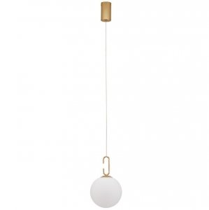 Złota Lampa Wisząca Biała Kula LUCES EXCLUSIVAS YARA LE42733