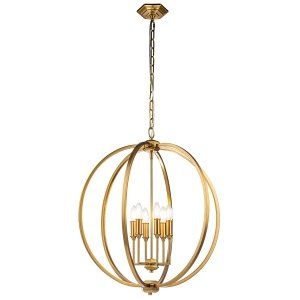 Nowoczesna Kulista Lampa wisząca Corinne FE-CORINNE-6P-L-BB Oksydowany mosiądz z kryształkami nad stół, do salonu
