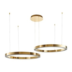 lampa wisząca okręgi LED nowoczesna uniwersalna minimalistyczna ściemnialna na pilota CIRCLE ST-8848-40+60 złoty połysk Step Into Design