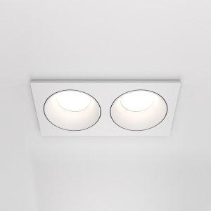 Lampa wbudowana wpuszczana w sufit 2-płomienna aluminiowa biała prostokąt Zoom MAYTONI DL033-2-02W