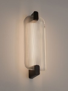 Lampa ścienna kinkiet czarny szklany podłużny LED nowoczesny dekoracyjny do salonu sypialni Luces Exclusivas 