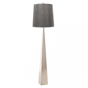 Nowoczesna lampa stojąca podłogowa z szarym abażurem ASCENT ASCENT-FL-PN Elstead Lighting polerowany nikiel