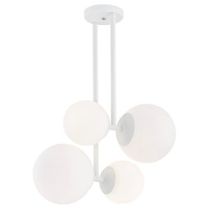 Nowoczesna szklana biała lampa wisząca 4-płomienna mleczne kule wiszące na metalowym stelażu ASPEN 1644 Argon