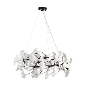 Lampa wisząca BOTANIKA XY080P-80 black złoto-biała ceramika 80 cm