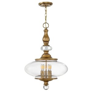 Lampa wisząca Wexley - 5 źródeł światła szklana Stary mosiądz retro dworkowa HK-WEXLEY-5P-HB HINKLEY