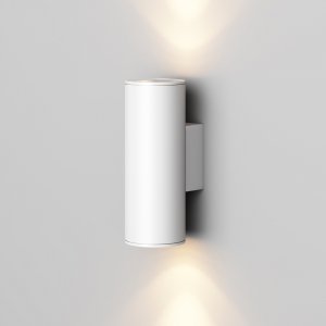 Nowoczesny kinkiet elewacyjny zewnętrzny minimalistyczny metalowy biały tuba podświetlający ścianę Shim MAYTONI O303WL-L24W3K