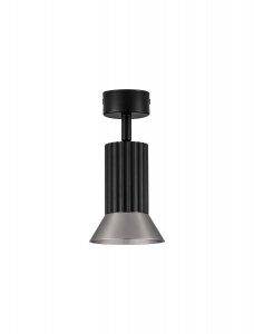 Klasyczna lampa sufitowa plafon aluminiowa na wysięgniku regulowana czarna tuba brązowy dekor ozdobne wgłębienia uniwersalna możliwość ściemniania MARENZO LE45607 Luces Exclusivas