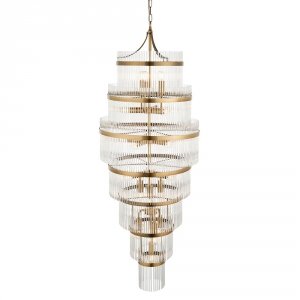 Szklana lampa wisząca glamour mosiężna okrągła designerska nowoczesna ponadczasowa Marietta 112793 ENDON
