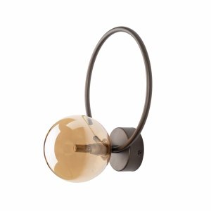 Designerski kinkiet w kolorze brązowym szklany bursztynowy klosz kula ANABELLE 6570 TK-Lighting