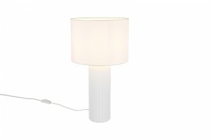 Lampka nocna stołowa ceramiczna podstawa tkaninowy abażur biała minimalistyczna klasyczna BLAIR R51811031 Rl