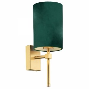 Wyjątkowy kinkiet lampka nocna do salonu eleganckiego przedpokoju zielony abażur welur stelaż mosiądz ABRUZZO 8109 Argon