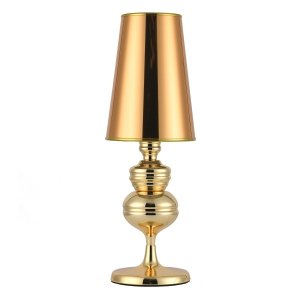 Złota lampka stołowa nocna aluminiowa designerska klasyczna elegancka lustrzana powłoka QUEEN MT-8046-18 gold Step Into Design