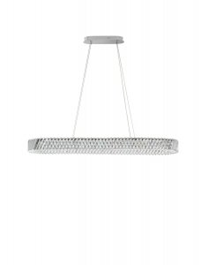 Szara kryształowa lampa wisząca LED podłużny okrąg designerska glamour możliwość ściemniania CANLIRA LE45157 Luces Exclusivas
