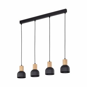 Rustykalna lampa wisząca czarna z elementem drewnianym CAIRO 4896 TK-Lighting listwa nad stół nowoczesna minimalistyczna