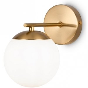 Loftowy Kinkiet Ścienny Mosiężna Białe Klosze Kule MARBLE MOD187WL-01BS MAYTONI