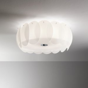 Biały szklany plafon sufitowy biały Ovalino pl8 Ideal lux 094014