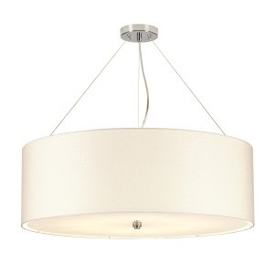 Lampa wisząca 76 cm Pearce 7 źródeł światła polerowany chrom jedwabny abażur minimalistyczna DL-PEARCE30-7LT-IV-PC ELSTEAD LIGHTING
