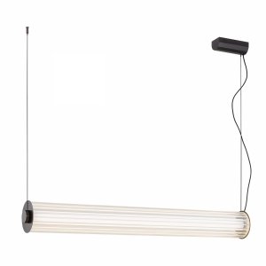 Duża lampa wisząca z ryflowanego transparentnego szkła tuba 120 cm tytan szczotkowany LED HAMPTON 8625 Argon