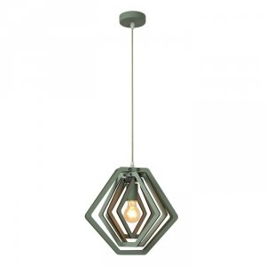 Drewniana lampa wisząca zielona nowoczesna boho designerska możliwość ściemniania MAURO 77489/33/33 LUCIDE
