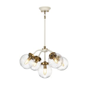 Lampa wisząca Cosmos - 5 źródeł światła żebrowane szklane klosze kule nowoczesna designerska DL-COSMOS5 ELSTEAD LIGHTING