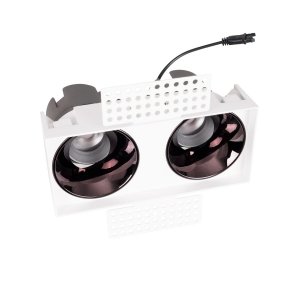Oprawa wpustowa do skompletowania podwójna minimalistyczna prostokąt biała metalowa Spilio H190.06 MAXLIGHT 