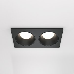 Lampa wbudowana wpuszczana w sufit 2-płomienna aluminiowa czarna prostokąt Zoom MAYTONI DL033-2-02B