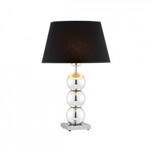 Lampa stołowa lampka nocna elegancka finezyjna chromowane szklane kule podstawa czarny tkaninowy abażur FUDŻI 3622 Argon