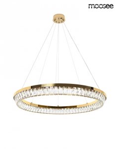 Kryształowa złota lampa wisząca LED glamour okrąg ring SAVOY 100 złota MSE1501100529 MOOSEE King Home