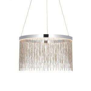 Lampa wisząca LED chromowana okrągła z łańcuszkami artdeco designerska nowoczesna salonowa Zelma CCT 97368 ENDON 