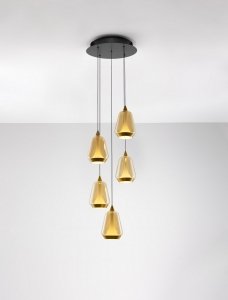 Nowoczesna lampa wisząca LED owalna złoty szklany klosz uniwersalna klasyczna możliwość ściemniania RORIZNO LE45114 Luces Exclusivas